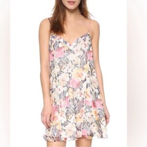 Elizabeth & James 100% Silk Floral Mini Dress Flowy Breezy Spaghetti Strap M